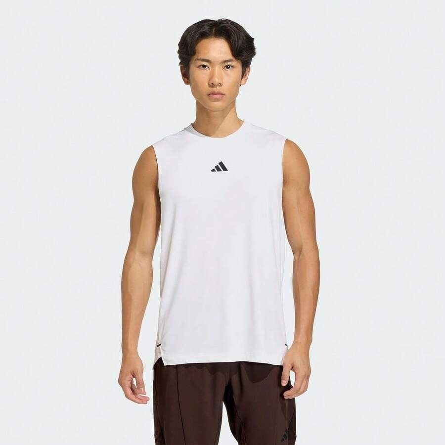 Adidas 男士 D4T POWER TANK 休闲运动背心 KD0376 - 白色 - 查看 1