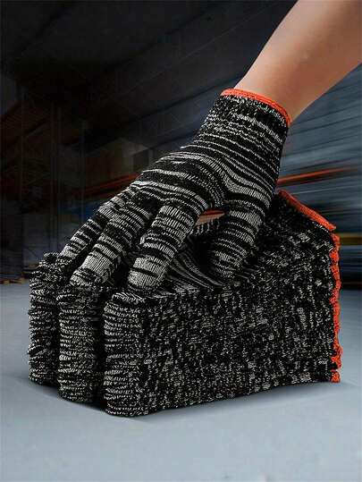 24只/套工作手套 - 舒适针织设计，左右手通用，经久耐用，适合木工、园艺、户外露营、徒步旅行、钓鱼等活动，防滑露指手套，是园艺和轻型汽车维修的理想选择。