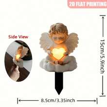 1/2 Peças Estaca Memorial de Jardim com Luz Eterna de Acrílico, Marcador de Túmulo Resistente às Intempéries para Uso Externo, Presente Ideal para Homenagear no Dia das Mães, Funeral ou Cemitério, Design de Anjo Rústico, Instalação Fácil, Lembrança Duradoura, Exclusivo para Famílias em Luto, Homenagem aos Falecidos, Sem Necessidade de Eletricidade, 2D - Multicolorido - Visão 6