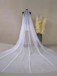 1pc Double-Layer Blusher Bridal Veil, Simple Chiffon Cathedral Length, Suitable For Waltz Wedding, Travel Photography Props, Bridal Accessories With Hair Comb - 彩色 - 查看 12