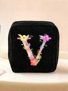 1 Stück Kordstoff minimalistische Reise-Make-up-Tasche, tragbare multifunktionale Aufbewahrungstasche, große Kapazität Damenhygiene-Tasche, neue verdickte Damenhygiene-Aufbewahrungstasche, Menstruationspads-Aufbewahrungstasche, geeignet für den täglichen Gebrauch, Urlaub, Aufbewahrung, Reisen, kann als Geburtstagsgeschenk, Weihnachtsgeschenk, Halloween-Geschenk, Muttertagsgeschenk für Familie, Mutter, Schwester, Freundin verwendet werden - Schwarz - Übersicht 25
