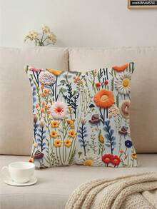 4pcs Spring & Summer Floral & Letter Print Pillow Covers (Pillow Insert Not Included), Home Decor Sofa Cushion Covers, Bedroom Headrest, Car Seat Pillow Covers, Room Decor - Multicolor - View 3