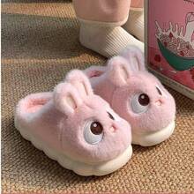 1 Pair Rabbit Plush Slippers For Women, Warm And Comfortable, Suitable For Casual Wear In Autumn/Winter, New Elegant Ladies' House Shoes, Low Heel, Simple Round Toe, Winter Warm Accessories, Cute Plush Slippers, Ideal New Year/Valentine's Day Gift, Couple Slippers - Multicolor - View 4