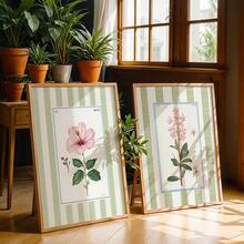 Vintage Wall Decor Poster, Rustic Botanical Floral Artwork, Sage Green Flower Canvas, Distinctive And Artistic Wall Embellishment, An Ideal Decorative Present For The Living Room And Bedroom,Home Decor Optional Frame - Multicolor - View 2