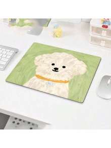1pc Minimalist Dog Pattern Mini Mouse Pad, Cute Cartoon Oil Painting Style, Compact And Portable, Women Office Mouse Pad, Small Square Cartoon Pattern Soft Pad, Thickened Locked Edge Computer Desk Mat With Wrist Rest - View 7