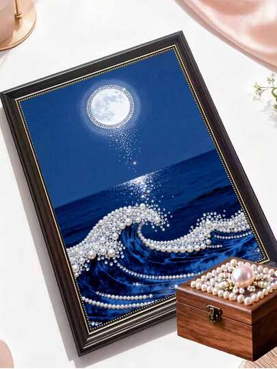 1 Set Of DIY Handmade Pearl Paintings, Creative Decorative Paintings, Equipped With Self-Adhesive Pearls And Diamonds, DIY Handmade Inlaid Pearl Paintings, Suitable For Home, New House Decoration, DIY Handmade Enthusiasts, Bestie Gift, Diamond Painting Kit, Frameless