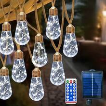 Dây đèn LED năng lượng mặt trời 240/160/80 bóng, đèn dây treo ngoài trời kiểu cổ điển với 8 chế độ nhấp nháy, thích hợp cho tiệc sinh nhật, sân vườn, hàng rào, cửa hàng, đám cưới, cắm trại, cây cối, quà tặng bốn mùa. - Năng lượng mặt trời - Xem 10