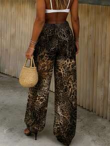 Bộ sưu tập Xuân/Hè mới: Quần ống rộng dáng harem thời trang và thanh lịch dành cho nữ, thiết kế hiện đại kiểu đô thị với họa tiết da báo, chất liệu hơi xuyên thấu, phù hợp cho trang phục công sở, quần hè, quần đi biển mùa hè. - Màu nâu  Mocha - Xem 8