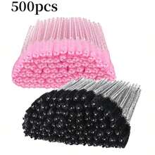 Bộ 100/500 cọ trang điểm dùng một lần gồm cọ chuốt mi, cọ chuốt mascara màu đen, cọ kẻ lông mày và cọ tán phấn mắt. - Nhiều màu - Xem 9
