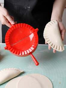 1个大号红色塑料饺子模具，糕点压力模具，适用于烘焙工具 - 彩色 - 查看 2