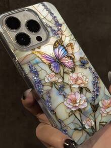 花卉蝴蝶图案优雅新款羽毛雪纺银色简约时尚手机壳，兼容 17、17 Pro、17 Pro Max、16 Pro Max/16 Pro、15、15 Pro Max、13、13 Pro、12、11、XS、XR、7/8、7/8 Plus、Galaxy A14、A15、S23 Ultra、A50、A12、A32、A52、A72、A51、A21S、A13、A14、S22 Ultra、S23、A33、A53、S20 FE，国际版，非国内版。 - 彩色 - 查看 6