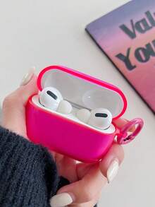 1pc Neon Pink Earphone Case Compatible With Apple 1/2/3/4, Pro/Pro 2, Anti-Drop Protection For New 4th Generation - Hot Pink - View 3
