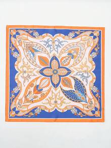 1pc 70cm New Arrival Bandana With Floral, Vine & Geometric Pattern Neckerchief Headscarf - Multicolor - View 10