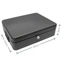 12" Security Cash Document Storage Safety Deposit Secure Lock Key Safe Box Metal - A - View 12