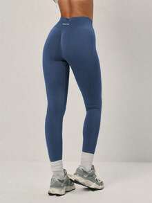 PinkTip 1件装女士纯色弹力骑行运动紧身裤，收腰显瘦，舒适贴身，适合户外徒步、瑜伽、健身、跑步等春季运动。 - 寶藍色 - 查看 6