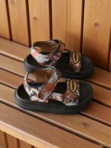 1双男童迷彩凉鞋，软底露趾沙滩鞋，夏季运动凉鞋 - 橘色 - 查看 6