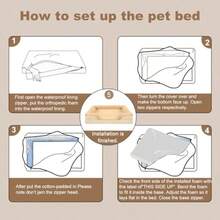 JOYELF Cama Ortopédica para Perros Extra Grandes Sofá Cama de Espuma Cama Impermeable con Funda Lavable y Base Antideslizante - Kaki - Pies - Ver 7