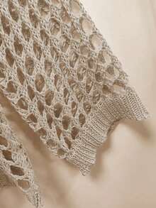 Summer Vacation Hollow Out Loose Knit Sweater Spring - Apricot - View 4