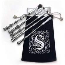 Dilla Beauty 5 Piezas / lote sistema de cepillo del maquillaje del ju de manijas de metal  Fundación Magic Cosméticos mezcla de cejas Blush Delineador de ojos en polvo frente a Brush Kit de maquillaje cepillo con el bolso de Calidad (Plata),44144481 - Multicolor - Ver 6