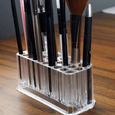 Hộp đựng mỹ phẩm kiêm hộp trưng bày mỹ phẩm, hộp đựng chì kẻ môi, chì kẻ mắt, hộp đựng phấn phủ, bút kẻ lông mày và cọ trang điểm mắt bằng acrylic, với 26 ngăn chứa bên trong.