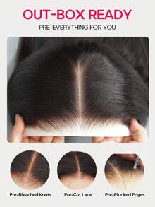 Tinashe Wear&Go 无胶直发 Remy 真人发假发，巴西自然发际线，预先拔毛漂白发结，预剪 6x5 透明蕾丝闭合假发，透气帽，180% 密度真人发，万圣节服装，女士万圣节美甲，Plancha Para Cabello 无胶假发，真人发万圣节妆容，角色扮演，仙女发型，婚礼美人鱼黑色假发，美发用品 - SNatural - 查看 8