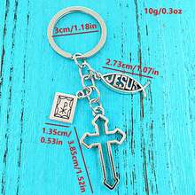 Y2k Street Style Single Cross Bible Pendant Keychain Car Accessories Bag Charm Campus Cute Gothic - Antique Silver - View 2