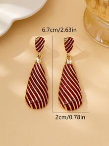 1对夸张性感时尚百搭滴油吊坠耳环（女士款） - 紅色 - 查看 6