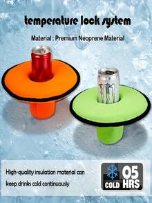 1pc Pool Floating Beer Beverage Temperature Retention Cover, Reusable Chloroprene Rubber Material, Floating Cup Cover, Durable And - A - View 7