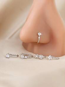 5pcs Nose Clips, Fake Nose Piercing Nose Rings, Suitable For Daily Wear, Vacation, Gift - Multicolor - View 6