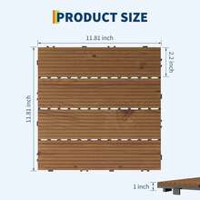 22PCS superior de madera de acacia azulejos de cubierta interconectados - 12 "x12" impermeable al aire  e interior de pisos - Instalación sencilla para el balcón, junto a la piscina, pared del jardín, marrón pintado - marrón - Ver 2
