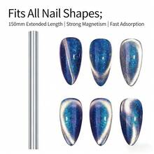 美甲箔片，猫眼磁条，强力磁铁，多功能金棒，时尚闪电猫眼效果大号磁条。适用于专业美甲沙龙和家庭DIY。（银色、金色、闪光） - 彩色 - 查看 4
