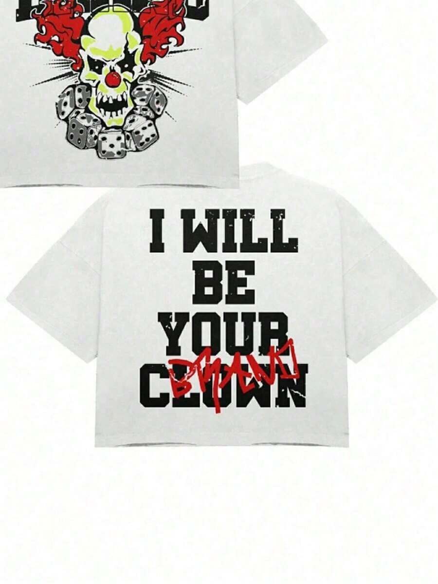 Apocalypse Sci-Fi Double-Sided Crisis&Disaster Print Oversize Short Sleeved Street Y2K Niche Style T-Shirt Top Print Y2K Crew Neck T Shirt For Women, Holiday, Vacation, Spring, Festivalsummer Clothes,Men Graphic Tees,Vintage T Shirts - 白色2 - 查看 1