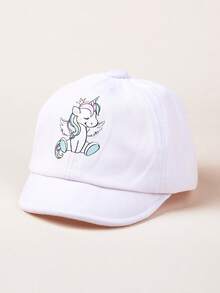 1pc Baby/Toddler/Little Girls' Soft Brim Sun Protection Baseball Cap, Windproof Hat For Spring, Summer, Autumn, Winter - Unicorn - View 7