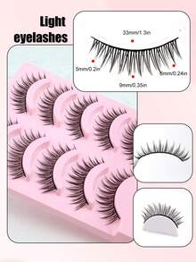5 Cặp lông mi giả đuôi nhọn, dày, xoăn, kiểu mắt búp bê, nhẹ, xoăn và trông như thật. - Xem 5