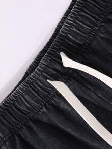 290g Washed, High Quality Batik Cotton Shorts, Suitable For Daily Wear, Adjustable Drawstring, Elastic Band And Pocket At The Waist, Puerto Rico, 250th Independence Day, Valentine's Day, Recent Explosions, Gifts For Friends. - màu đen - Xem 2
