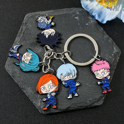 1 pieza Llavero de la red de Jujutsu, con diseños en estilo chibi del bastón de tigre de emergencia y Eta Fushiguro. Adecuado para uso diario y como artículo de colección para fans del anime.