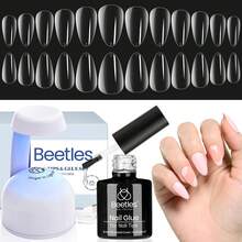 Beetles Gel Nail Kit Short Almond Gift Spree Easy DIY Extension Set Gift For Women - Almond Short 500pcs (Clear Kit) - 查看 8