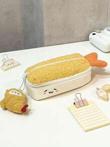 1pc Cute Pencil Case, Large Capacity Minimalist Multi-Function Stationery Bag - Yellow-1Pc - View 3