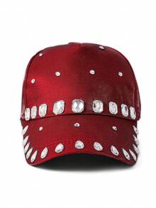 1顶女士可调节水钻棒球帽，时尚百搭尖顶帽，情侣款 - 棒球帽 - 查看 4