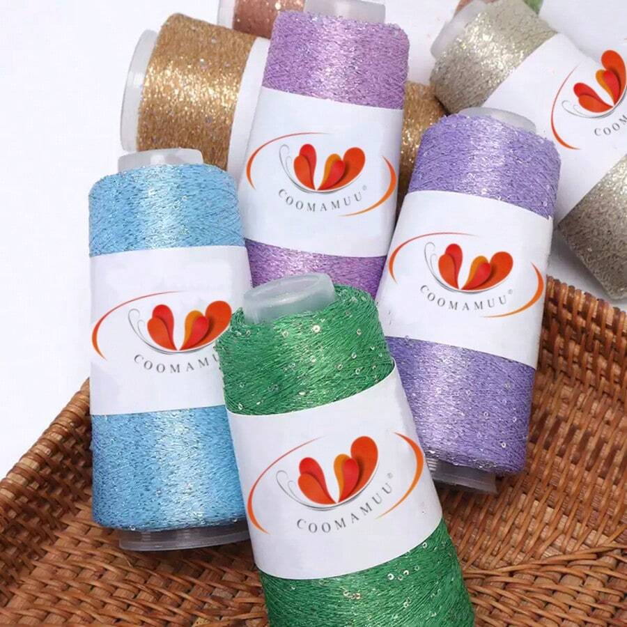 New Sequined Metallic Yarn Knitting Crochet Hand-Woven Wire Multicolor DIY Handmade Gift Wrapping Rope Sewing Accessories - A - View 1