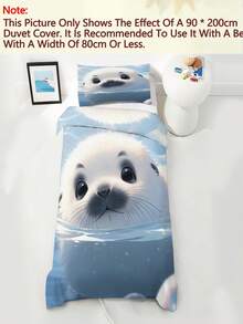 2/3PCS Cute Baby Seal Kids Bedding Set, 3D Underwater Print Duvet Cover With Pillowcases, Soft Microfiber Ocean Animal Bed Set For Kids Teen Boys Girls All Seasons 135x200cm - Multicolor - View 5