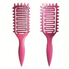 Portable Hollow Curl Defining Brush, Toothed Curling Comb, Curved Ventilated Styling Brush, Hair Styling Tool - 隨機顏色一個裝 - 查看 11