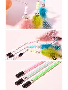 斑点羽毛伸缩逗猫棒，猫抓挠娱乐玩具 - 查看 8