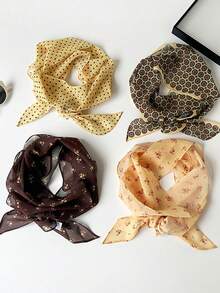 1pc Women Elegant Solid Color Lightweight Chiffon Scarf, Soft Lady Neck Accessory, Versatile For Head, Shoulder, Beach, Hair Decoration, An Ideal Choice To Accessorize You For Dress - Multicolor - View 11