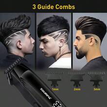 1个男士电动理发器，可充电式光头修剪器，带LED显示屏 - 查看 9