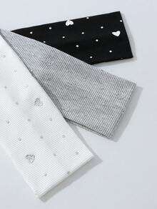 3件套 时尚女士爱心印花柔软防滑发带，弹性瑜伽运动发饰，多功能，适合日常佩戴、夏季沙滩发带、度假吸汗带、节日、旅行、节日、生日等场合。 - 彩色 - 查看 4