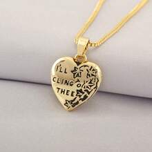 1pc 18K Gold Plated Copper Heart Shaped Pendant Necklace, Luxury Minimalist Jewelry Gift For Women - Gold - View 8