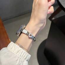 1pc Gold-Plated Metal Strap For Apple Watch Women Band IWatchBracelet, Compatible With Apple Watch 42mm 38mm 40mm 41mm 44mm 45mm 46mm 49mm Fashionable Smart Watch Replacement Straps, Compatible With Series Ultra2 Ultra SE2 SE 10 9 8 7 6 5 4 3 2 1, Suitable For Both Men And Women - Silver - View 2
