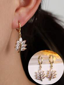 1对女士树叶形耳环，简约风格，适合作为礼物和日常佩戴 - 耳環 - 查看 6