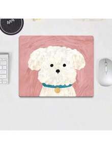 1pc Minimalist Dog Pattern Mini Mouse Pad, Cute Cartoon Oil Painting Style, Compact And Portable, Women Office Mouse Pad, Small Square Cartoon Pattern Soft Pad, Thickened Locked Edge Computer Desk Mat With Wrist Rest - View 6